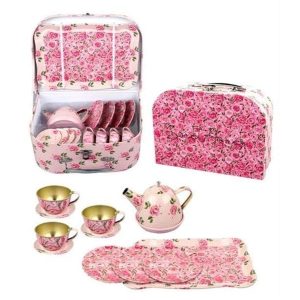 Magni Tea set in suitcase - pink flowers