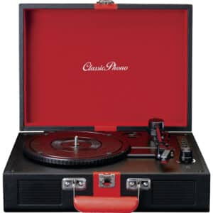Lenco TT-110 Pladespiller med Retro kuffert (BT/RCA/3,5mm) Sort/Rød