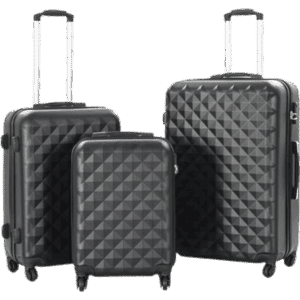 vidaXL Hardcase Suitcase 3 stk. - Black