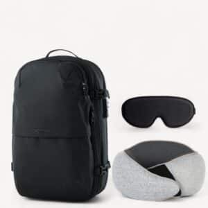 Komplet Bundle Vacuum Rygsæk, Nakkepude & Sovemaske - Grå / Sort