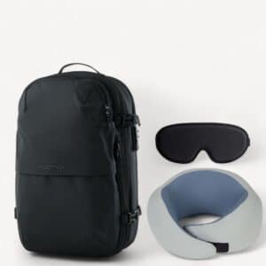 Komplet Bundle Vacuum Rygsæk, Nakkepude & Sovemaske - Lyseblå / Sort