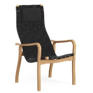 Swedese Primo Lænestol - Høj Ryg - Eg - Sadelgjorde - Sort - Eg Naturlak