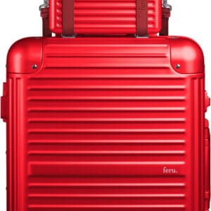Feru Beverly 54 cm Kuffert med Skuldertaske - 54x35x21/23x7,5x13cm - Rød Aluminium